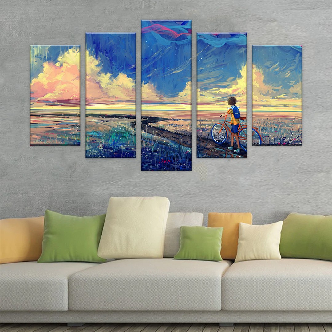 5 panel wooden frame Painting landscapes