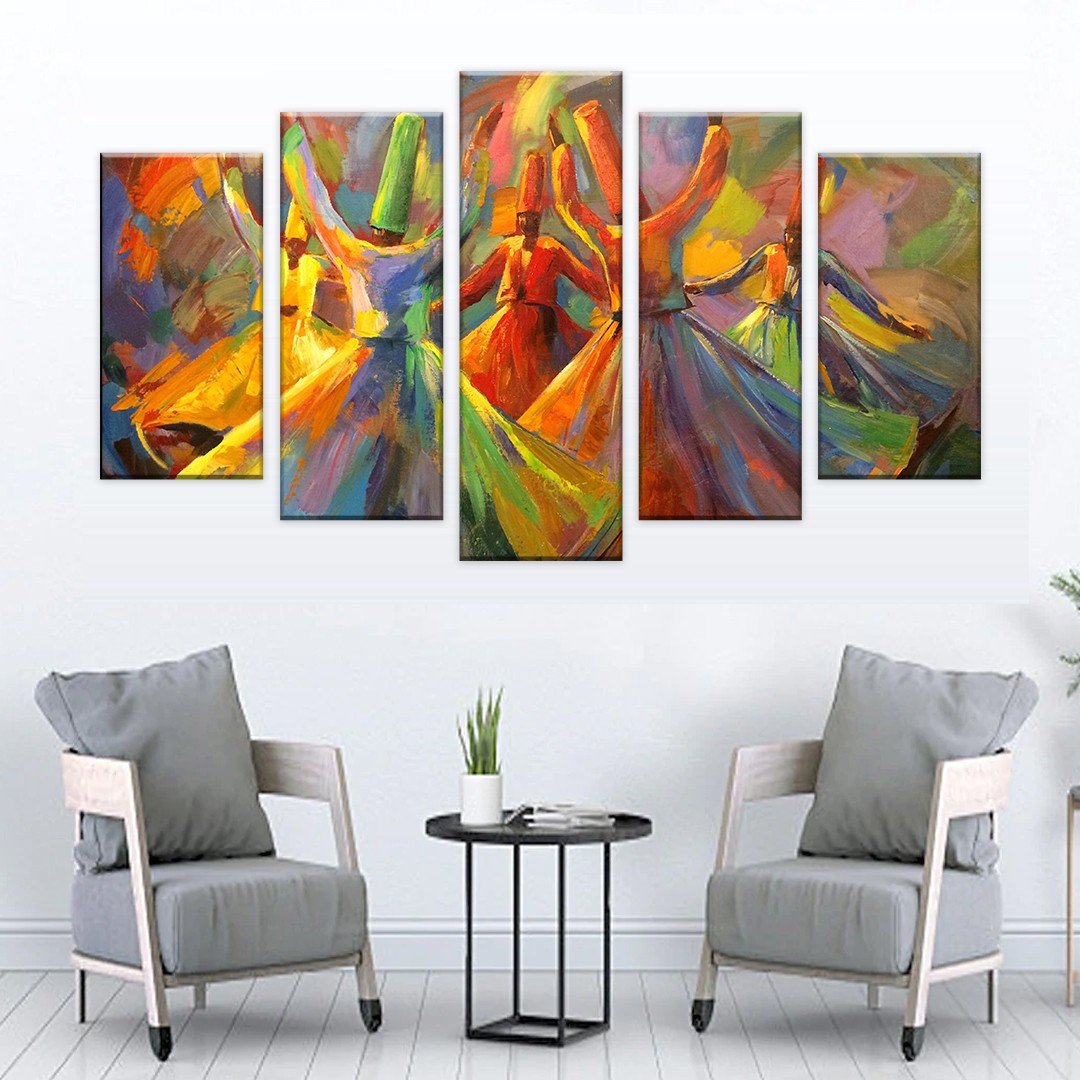 5 panel wooden frame Painting Sufi art